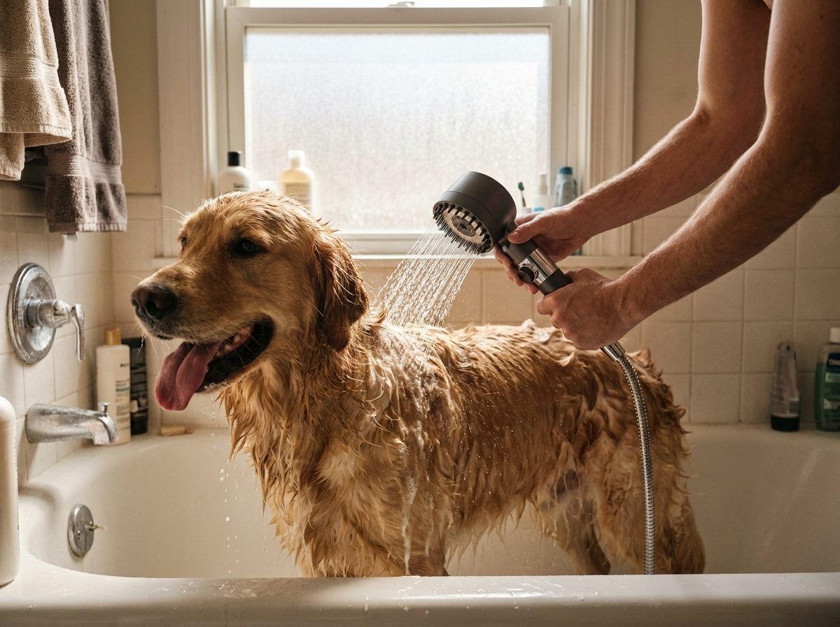 Bathing the dog with the handheld CONNECT