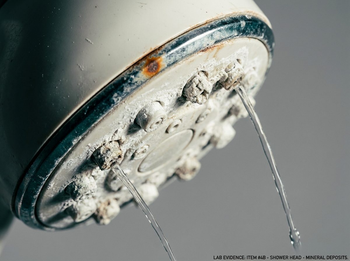 Old crusted shower head